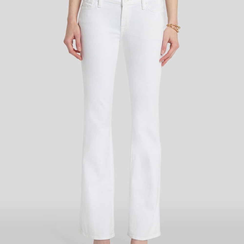 7 For All Mankind Tailorless Broken Twill Original Bootcut White Jeans Womens 26 - Picture 2 of 15